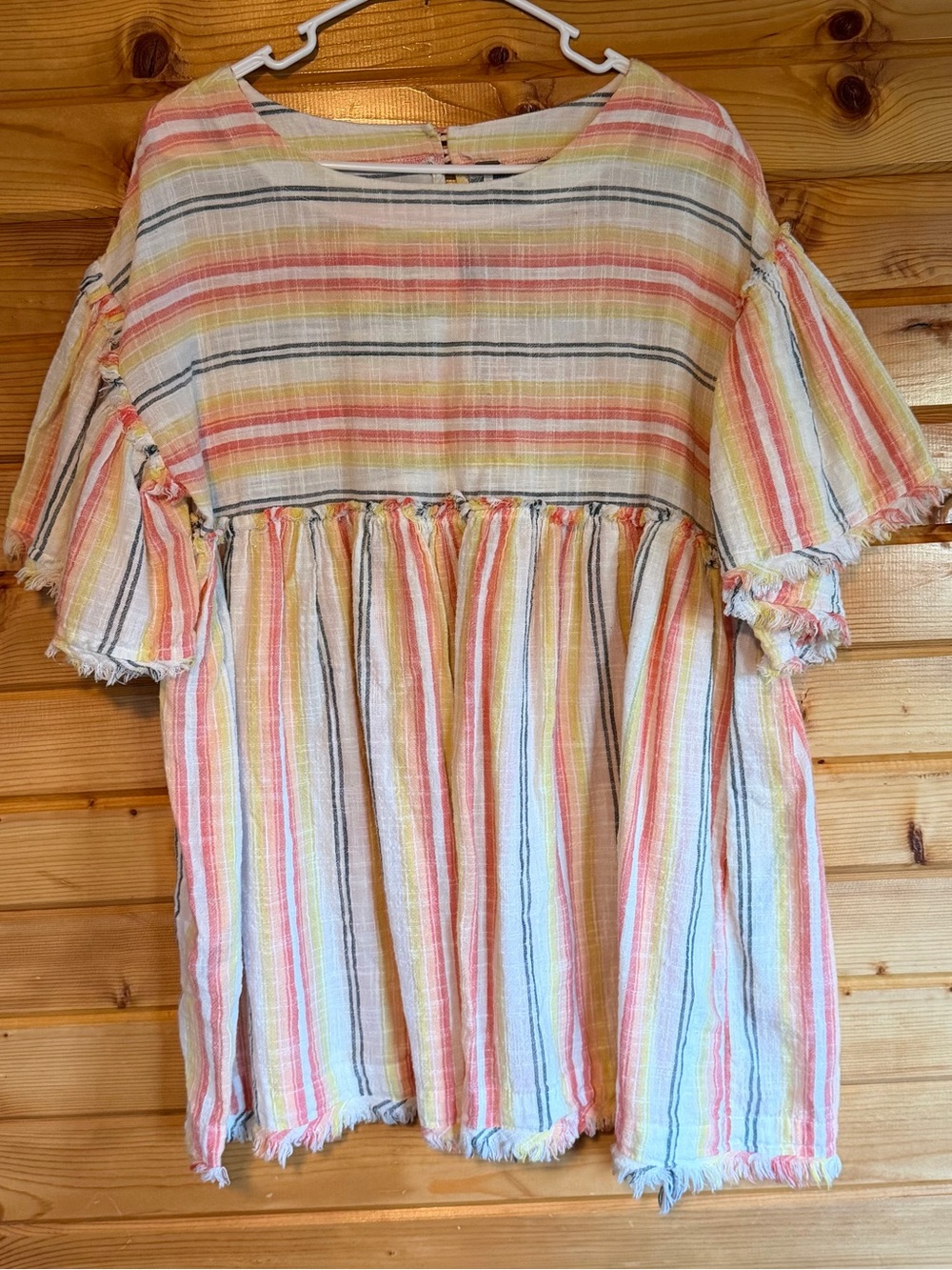Free People Summer Nights Striped Ruffle-Sleeve Casual Dress